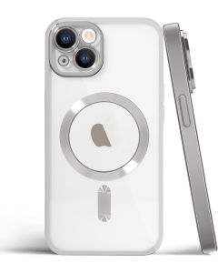 Silikonska zaščita kamere MagSafe Case za iPhone 14 Pro - Srebrna